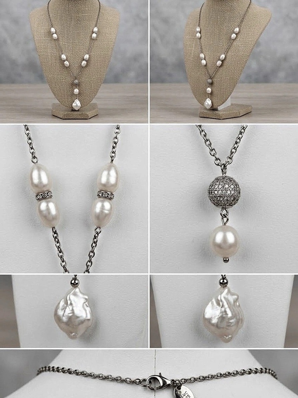 Lucas Lameth Pearl Pendant Necklace White & Silver